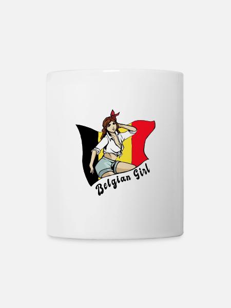 Belgien Mädchen Flaggen Design - Tasse - Weiß