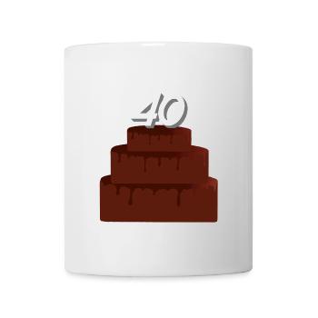 Geschenke, 40 Geburtstagstorte - Tasse - Weiß - Vorne