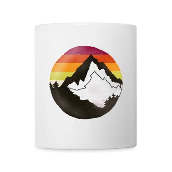 Mountain silhouette, retro vintage, hiking - Mug - white - Front