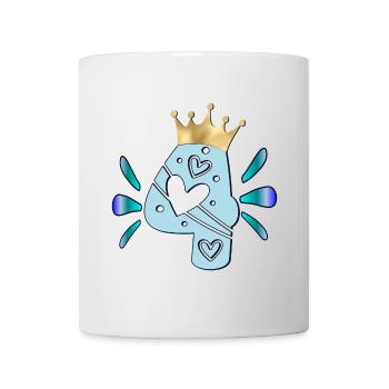 4. Children's birthday - FOUR - CROWN - BIRTHDAY - Mug - white - Front