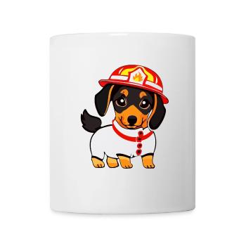 Dackel als Feuerwehrmann - Tasse - Weiß - Vorne