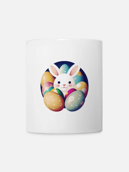 Osterhase mit Ostereiern - Tasse - Weiß