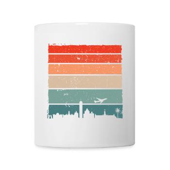 Coucher de soleil Skyline Silhouette d’oiseau - Mug blanc - blanc - Devant