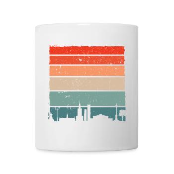 Sunset Skyline T-Shirt mit Farbverlauf - Tasse - Weiß - Vorne