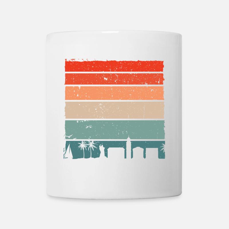 Sunset City Palms Retro Farbverlauf - Tasse - Weiß