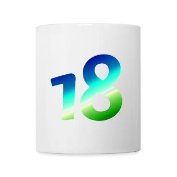 kleidung geburtstag, 18 karibischer Farbverlauf - Tasse - Weiß - Vorne