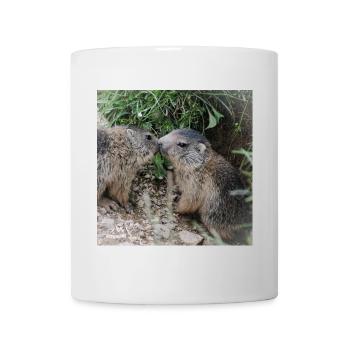 Murmeltiere 5 verschmust. Alpen Liebe und Geschenk - Tasse - Weiß - Vorne