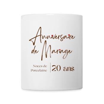 Anniversaire de mariage 20 ans Noces de Porcelaine - Mug blanc - blanc - Devant