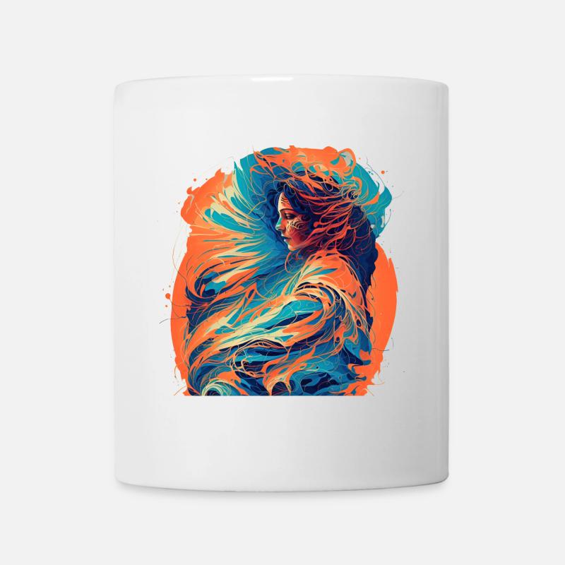 Femme avec des vagues de feu et d’eau - Mug blanc - blanc