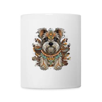 Mosaik-Hund - Tasse - Weiß - Vorne