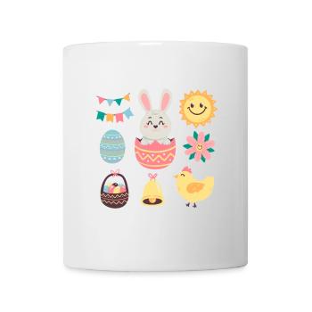Lapin pastel et œufs décoratifs - Mug blanc - blanc - Devant
