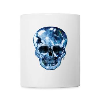 Skull with bluish shimmering reptile skin - Mug - white - Front