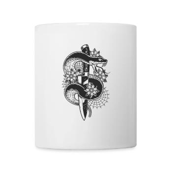angriffslustige Schlange mit Messer - Tasse - Weiß - Vorne