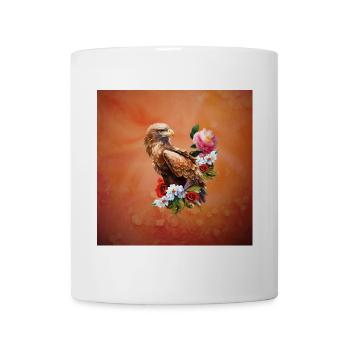Wonderful eagle with flowers. - Mug - white - Front