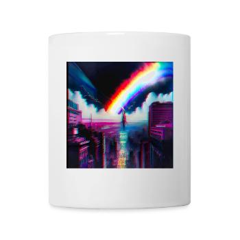 Regenbogen City Art Futuristisch - Tasse - Weiß - Vorne