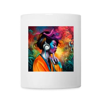 Neon Sound Portrait with Headphones - Mug - white - Front