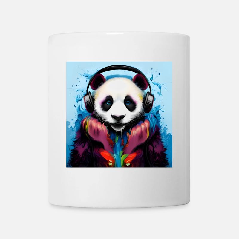 Panda with Neon Headphones - Mug - white
