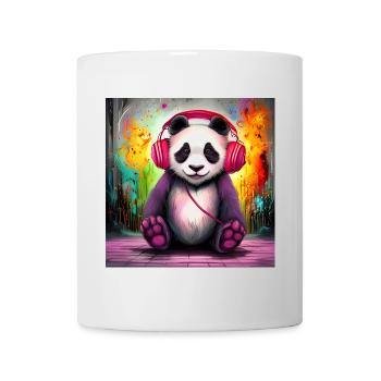 Panda DJ mit bunten Kopfhörern - Tasse - Weiß - Vorne