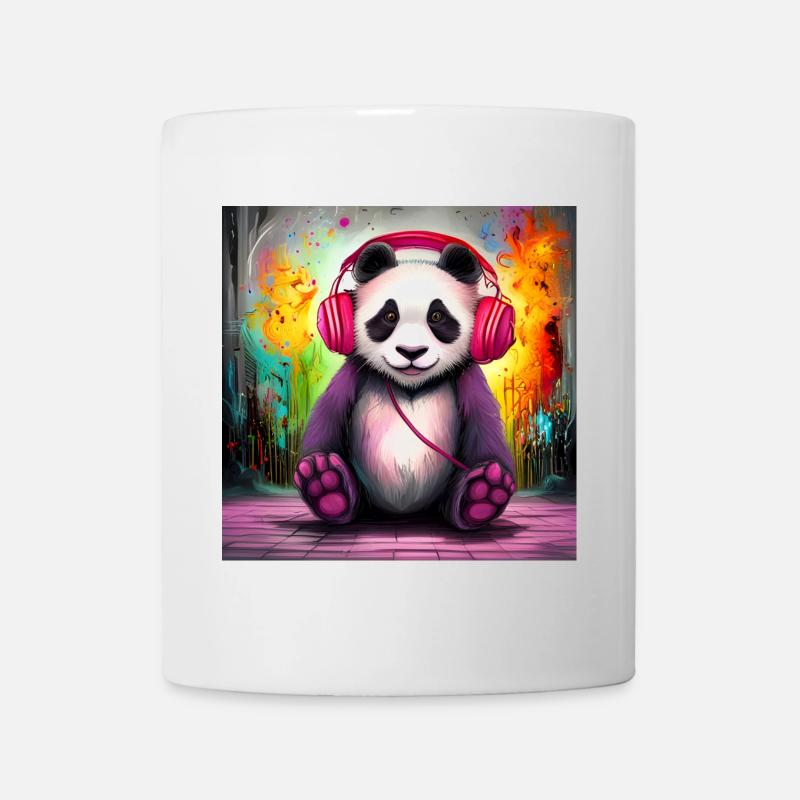 Panda DJ mit bunten Kopfhörern - Tasse - Weiß