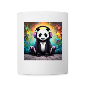 Panda mit neonfarbenen Kopfhörern - Tasse - Weiß - Vorne