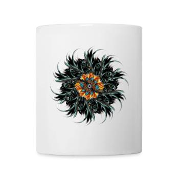Mandala ornament made of drawn rooster feathers - Mug - white - Front