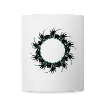 Cadre rond en plumes dessinées - Mug blanc - blanc - Devant