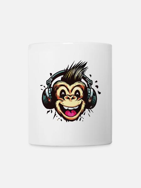 Lustiger Affe mit Kopfhörern - Tasse - Weiß