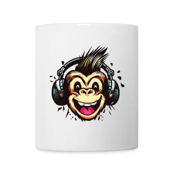 Drôle de DJ Monkey avec casque - Mug blanc - blanc - Devant
