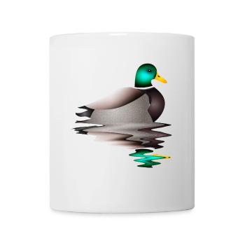 handgezeichnete männliche Ente im Wasser - Tasse - Weiß - Vorne