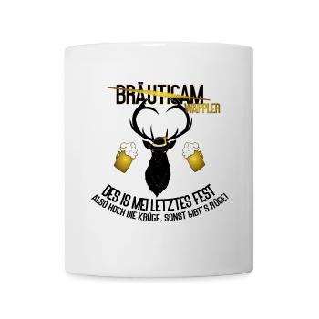 Bräutigam JGA Hirsch Dialekt Saufen Humor - Tasse - Weiß - Vorne
