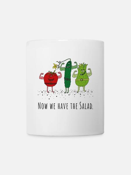 Denglish : Maintenant, nous avons la salade - légumes, légumes - Mug blanc - blanc