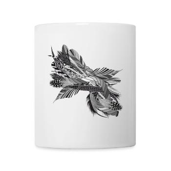 motif artistique en filigrane fait de rubans et de plumes - Mug blanc - blanc - Devant