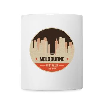 Melbourne Skyline Vintage Abzeichen - Tasse - Weiß - Vorne