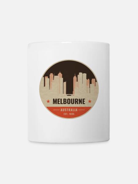 Melbourne Skyline Vintage Badge - Mug - white