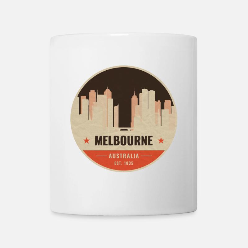 Melbourne Skyline Vintage Abzeichen - Tasse - Weiß