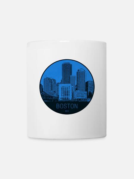 Boston Skyline Blue Circle - Mug - white