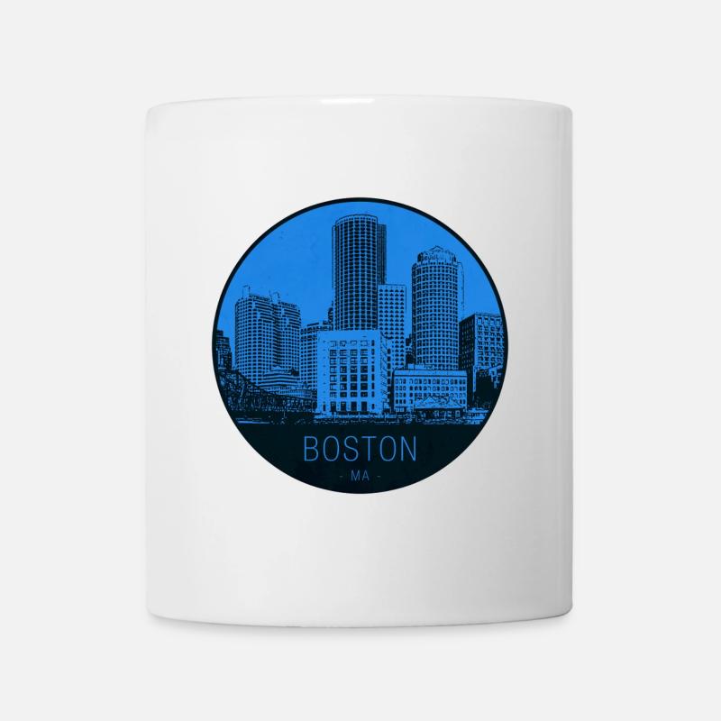 Boston Skyline Blue Circle - Mug - white
