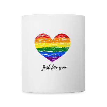 Regenbogen Herz im Vintage Pride Style  Kurzbeschr - Tasse - Weiß - Vorne
