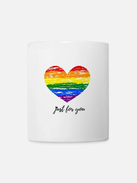 Regenbogen Herz im Vintage Pride Style Kurzbeschr - Tasse - Weiß