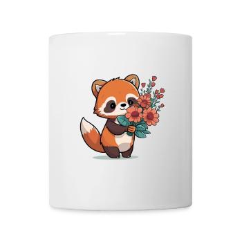 Panda roux à fleurs - Mug blanc - blanc - Devant