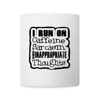 Ich ernähre mich von Koffein und Sarkasmus. Humor - Tasse - Weiß - Vorne
