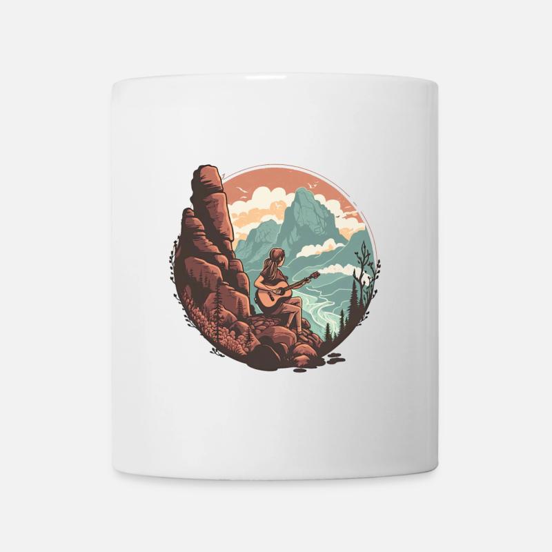 Serene Mountain Guitar Scene - Mug - white