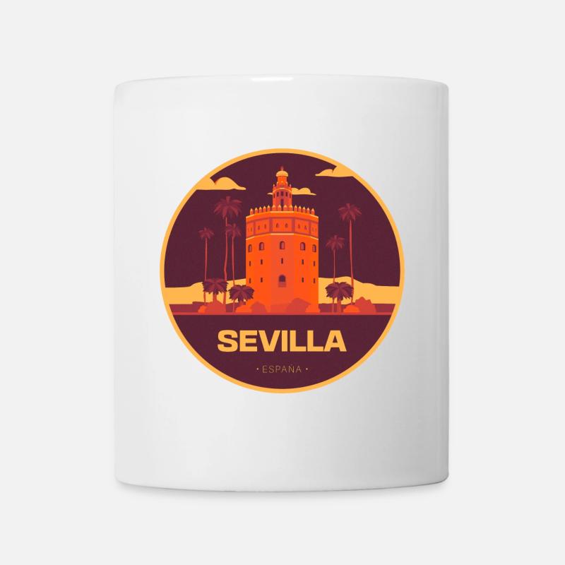 Tour de Séville Coucher de soleil - Mug blanc - blanc