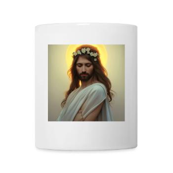 Himmlische Ruhe: Jesusfigur mit Kranz - Mug - white - Front