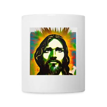 Neon Christ Portrait Rainbow Aura - Mug - white - Front