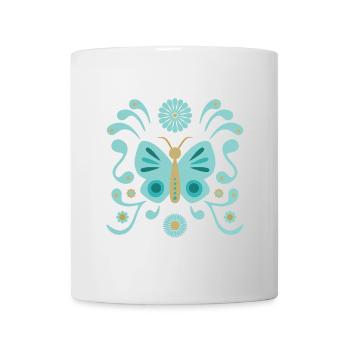 Boho Butterfly L Blau und Gold - Tasse - Weiß - Vorne