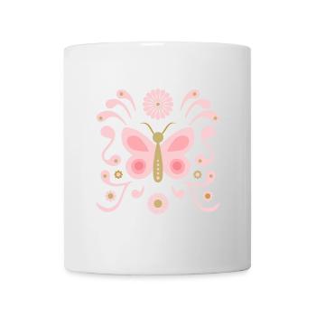 Boho Butterfly L Pink und Gold - Tasse - Weiß - Vorne