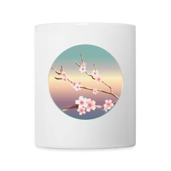 delicate cherry blossoms on a branch in spring - Mug - white - Front