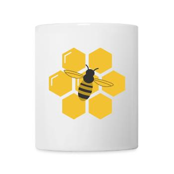 Biene und Waben - Tasse - Weiß - Vorne