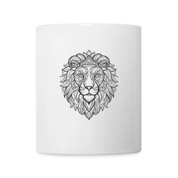 Detailed Lion Face Pattern - Mug - white - Front